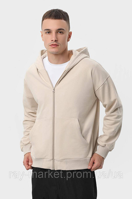 Худі на блискавці чоловіче базове RAY PREMIUM LOOSE бежеве (U0409М-Cream) L Київ - фото 1