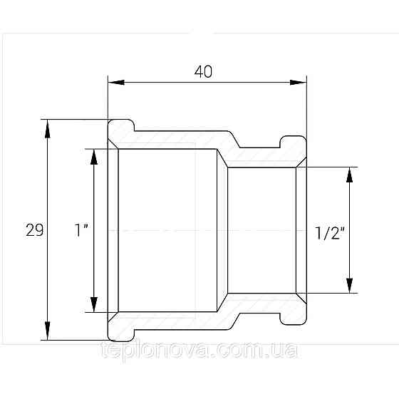 Муфта редукционная никелированная 1″ВР х 1/2″ВР штампованная восьмигранная А0331А(нк) VA Черновцы