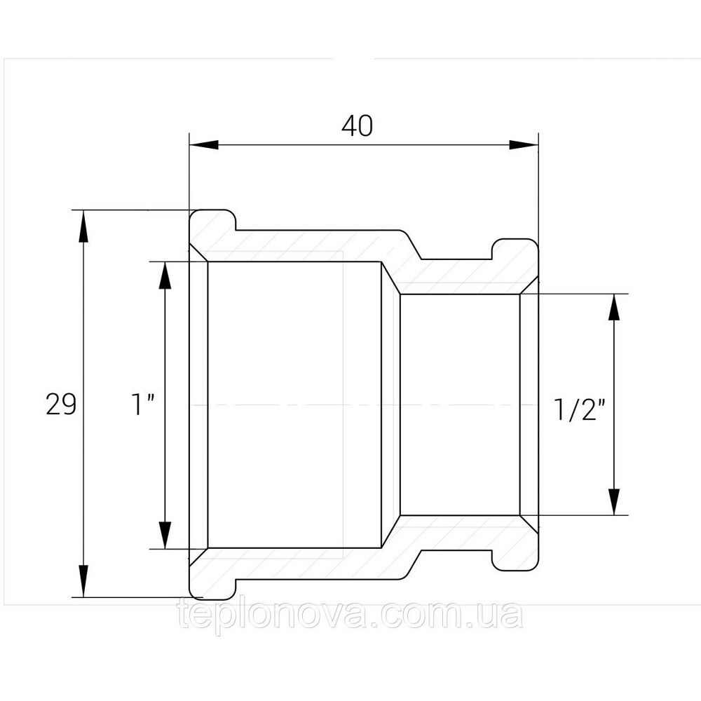 Муфта редукционная никелированная 1″ВР х 1/2″ВР штампованная восьмигранная А0331А(нк) VA Черновцы - изображение 2