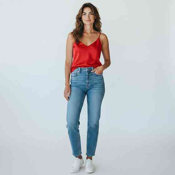 Шовкова майка на тонких бретельках Червоний M/L Харків