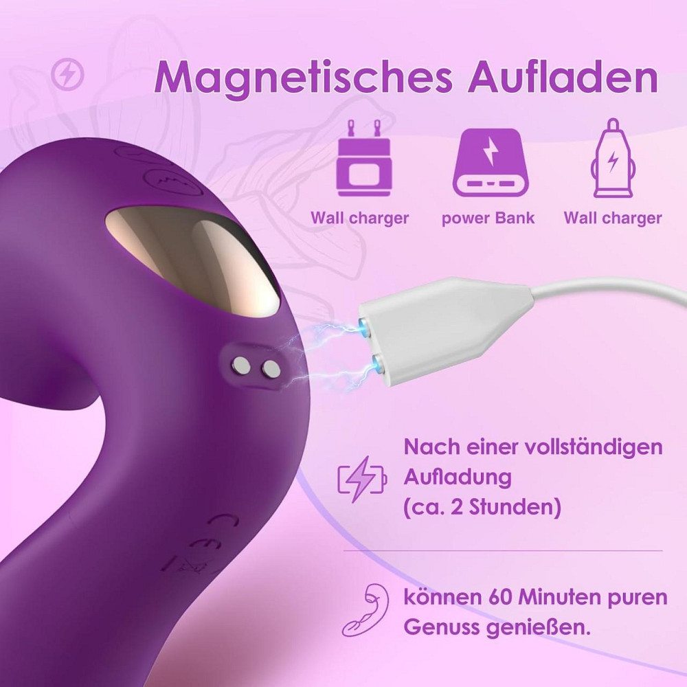 Фиолетовый силиконовый вибратор Aymoer экстремальный фалоимитатор 3-в-1 10 x 5 x 5 режимов вибрация пульсация лизания Днепр - изображение 7