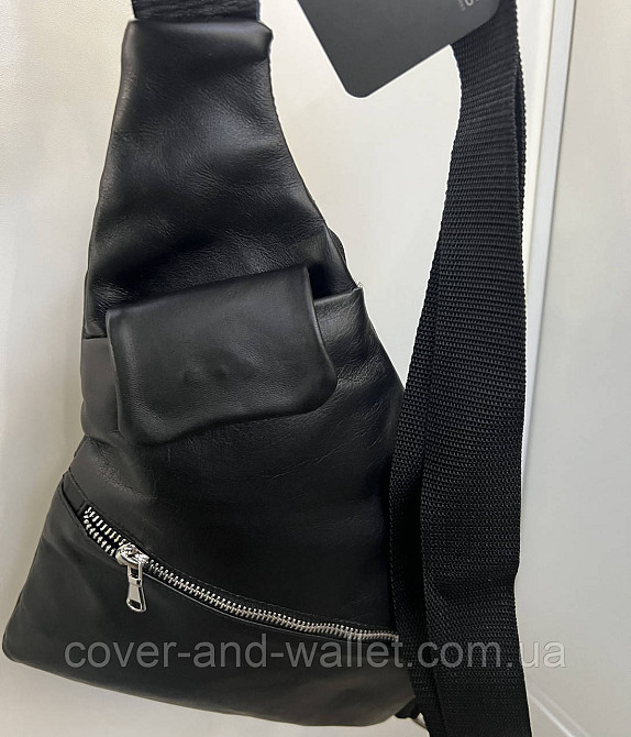 Стильная мужская сумка кобура через плечо из гладкой кожи PS в черном цвете PS Leather Киев - изображение 16