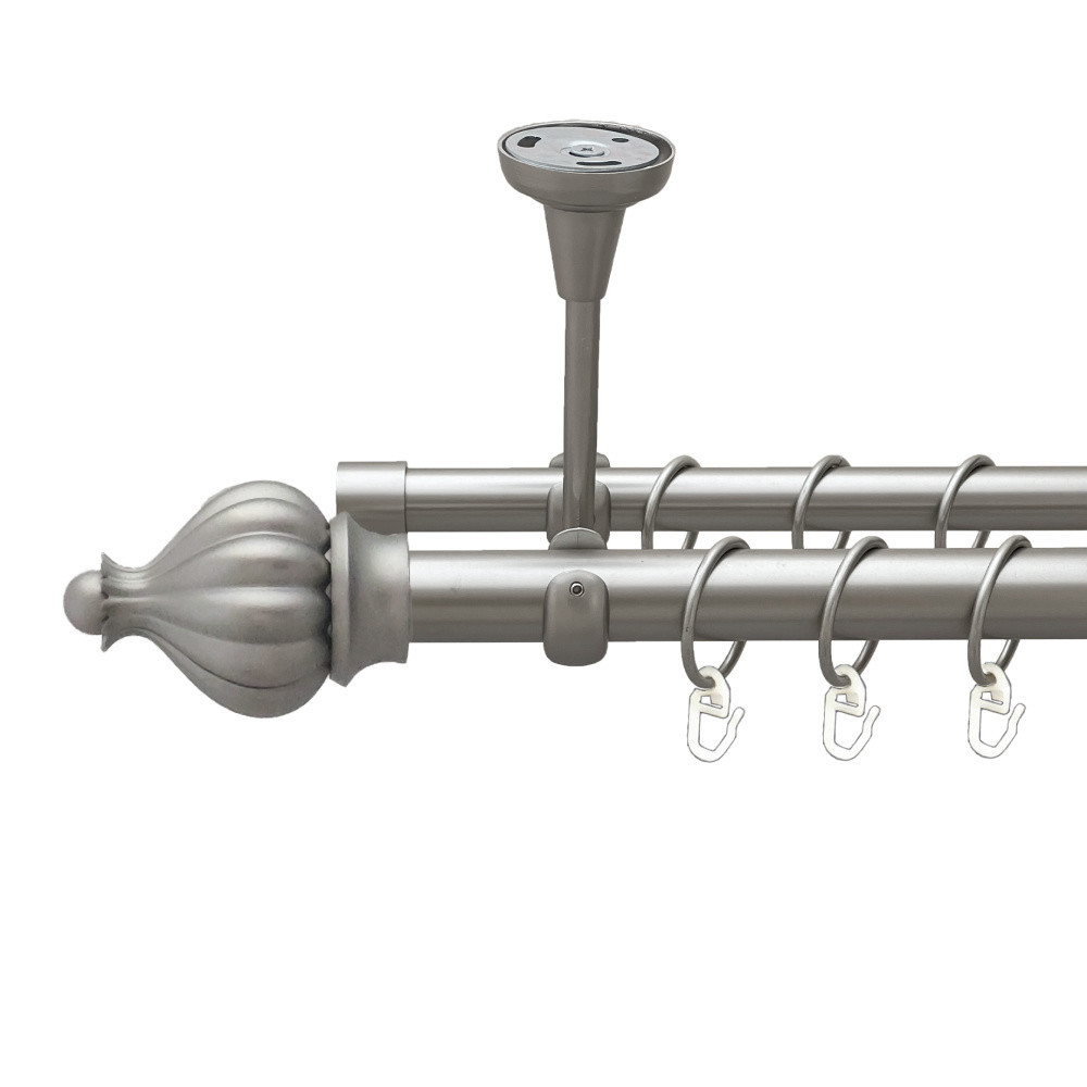Карниз Orvit Таджа металевий дворядний відкритий до стелі гладка труба кільце металеве Сатин 25\19 мм 300 см Львов - изображение 1