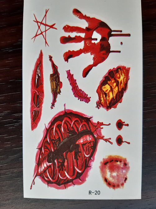 Тимчасова наклейка на тіло Рани переводка 10 на 6 см червоний Київ - фото 2