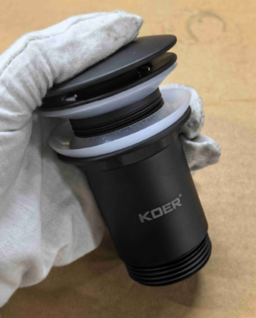 Донный клапан для раковины Koer PW-08-05 1 1/4'' без перелива автоматический СLICK-СLACK (Цвет черный) (KR5789) Киев