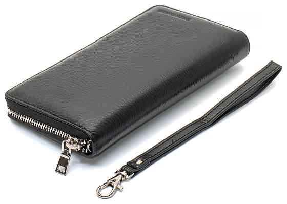Чорний чоловічий гаманець-клатч на блискавці з натуральної шкіри Marco Coverna MC-802-1 Київ