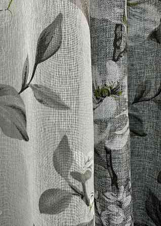 Комплект штор VR-Textil Лен Прованс 100х265 2шт и Тюль 400х265 1724ш-1681т Серый с белым 71-104/2 Киев