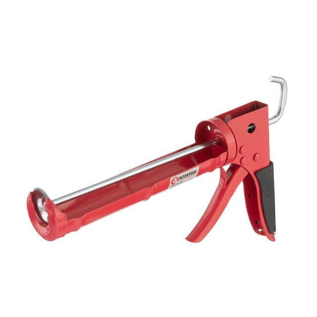 Пистолет для выдавливания силикона, 300 мл, прорезиненная рукоятка INTERTOOL HT-0023 Киев - изображение 1