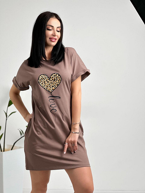Жіноча сукня з малюнком "Passion" оптом | Норма і батал Мокко, 46-48 Київ - фото 3