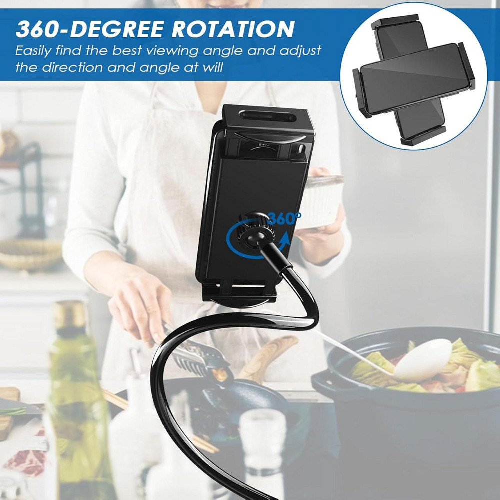 Универсальный гибкий держатель для планшета и телефона 4–10.6 дюймов 360° с зажимом 80 см черный Киев - изображение 7