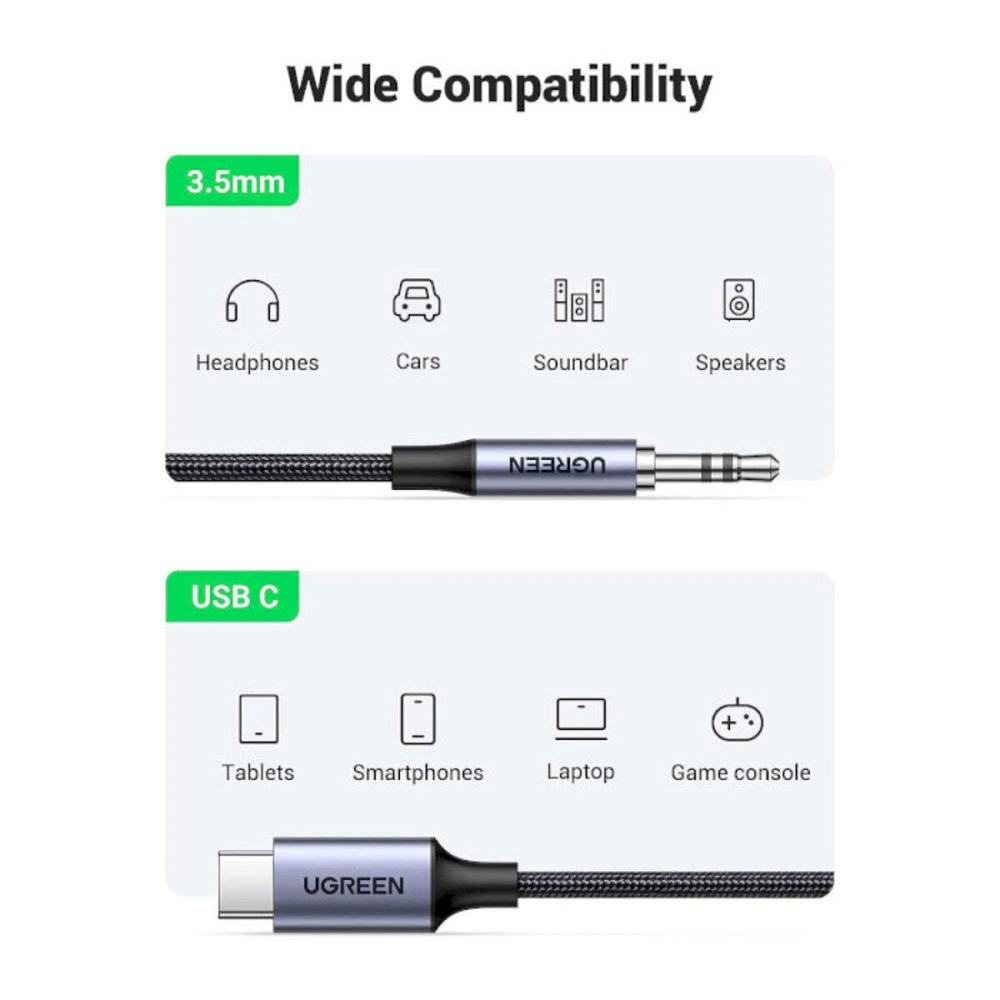 Кабель UGREEN CM450 USB-C Male to 3.5mm Male Audio Cable with Chip 1m Николаев - изображение 7