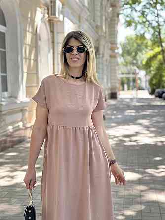 Літня сукня міді вільного крою "Ordinary" оптом | Батал Капучино, 54-56 Київ