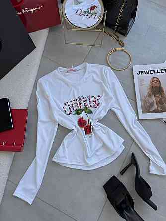 Жіночий повсякденний лонгслів із мікродайвінгу з малюнком Білий 2, 42/44 Одеса