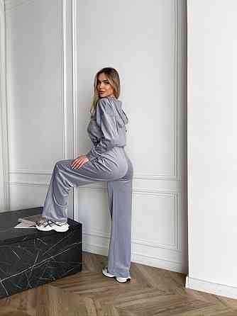 Стильний жіночий теплий велюровий костюм Сірий, 42/44 Одеса