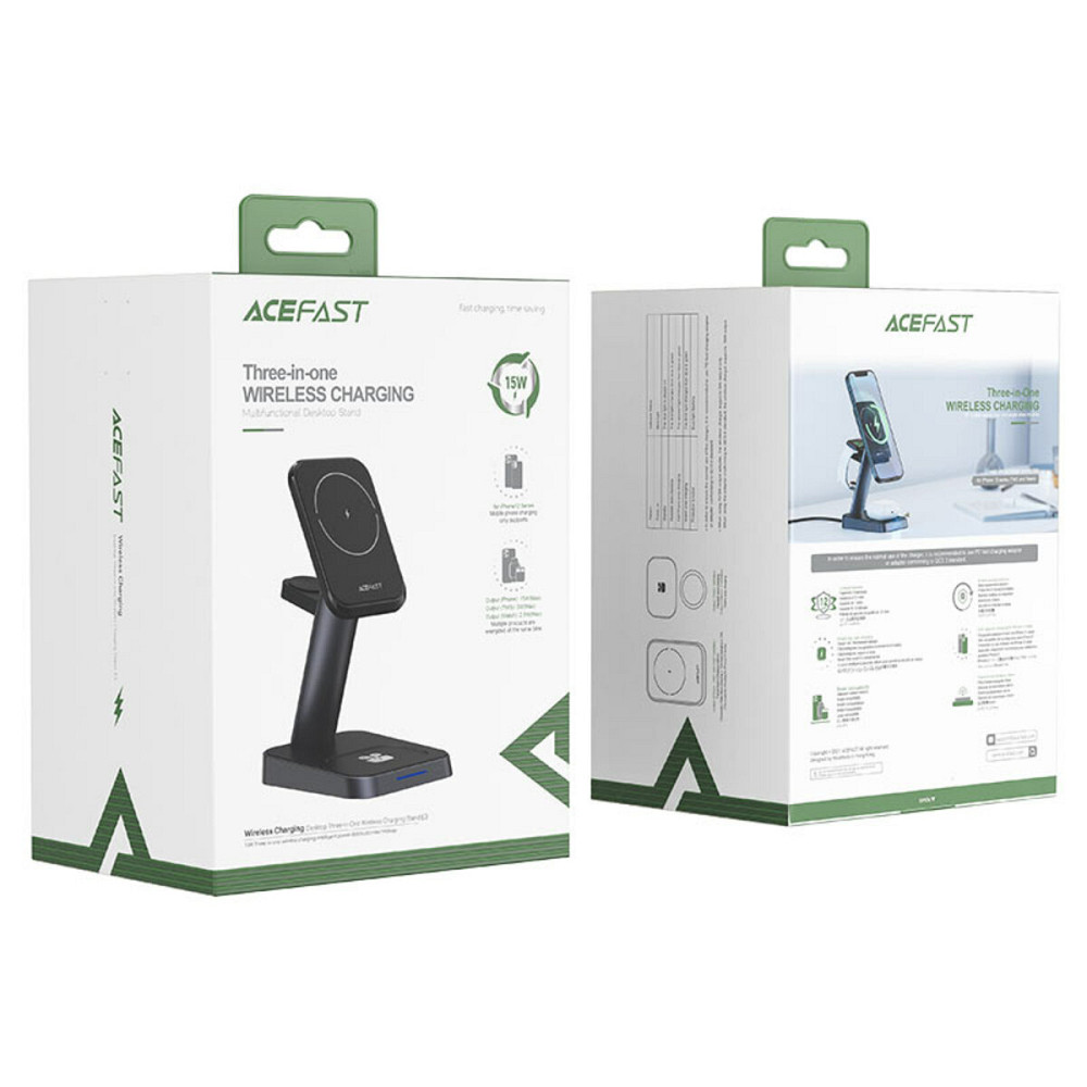 Бездротовий зарядний пристрій ACEFAST E3 desktop three-in-one wireless charging stand Київ - фото 5