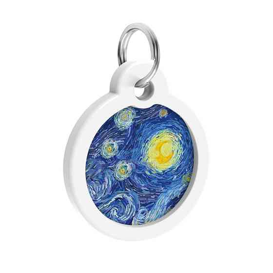 Адресник для собак і котів металевий WAUDOG Smart ID з QR-паспортом, малюнок "Водяні лілії", круг, Д 30 Вінниця