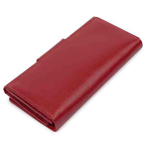 Шикарний жіночий гаманець в три складання Червоний (GRANDE PELLE) Київ