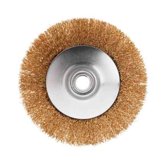 Щітка конусна, 115 мм, M14, кручений дріт покритий латунню, для КШМ, 12500 об/хв INTERTOOL BT-5116 Київ