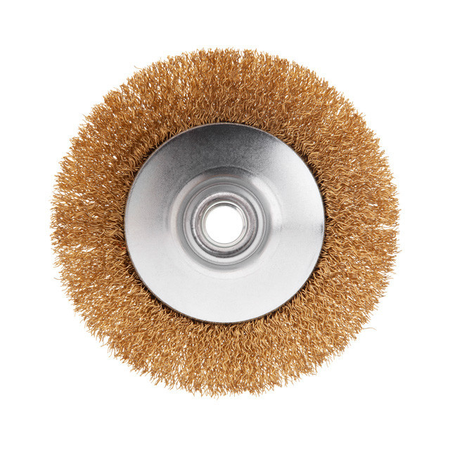 Щітка конусна, 115 мм, M14, кручений дріт покритий латунню, для КШМ, 12500 об/хв INTERTOOL BT-5116 Київ - фото 2