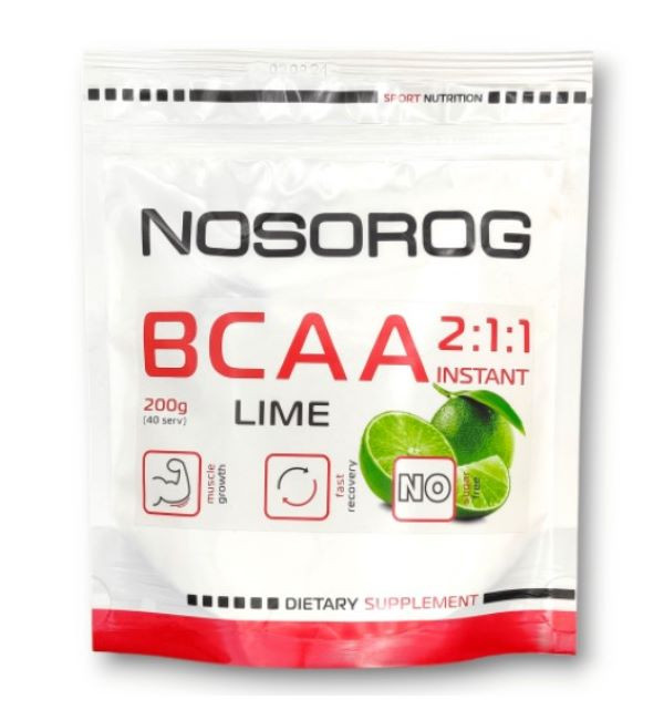 Аминокислоты Nosorog Nutrition BCAA 211 200 г (Лайм) Луцк - изображение 1