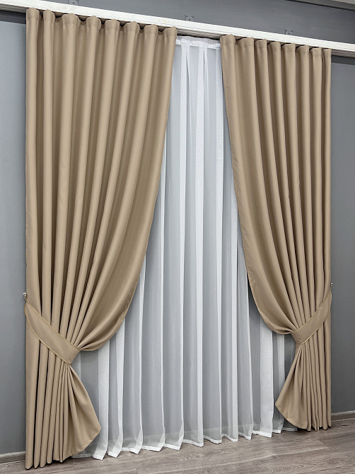 Комплект готових штор VR-Textil Bagema Rvs № 2075ш Пісочний 100х270 см 2 шт (31-0092) Київ - фото 3