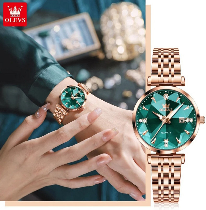 Годинник жіночий наручний Olevs Diamond Leather Brown (2 ремінці) Вінниця - фото 11