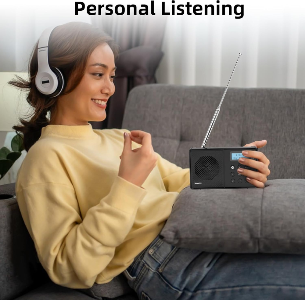 Портативний цифровий радіоприймач WOVTE DAB/DAB+/FM з Bluetooth акумуляторний кишеньковий міні приймач Чорний Київ - фото 7