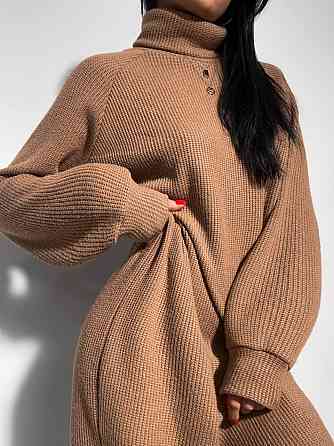 Женское стильное объемное теплое платье плотное Ангора вязкая Мокко Одесса