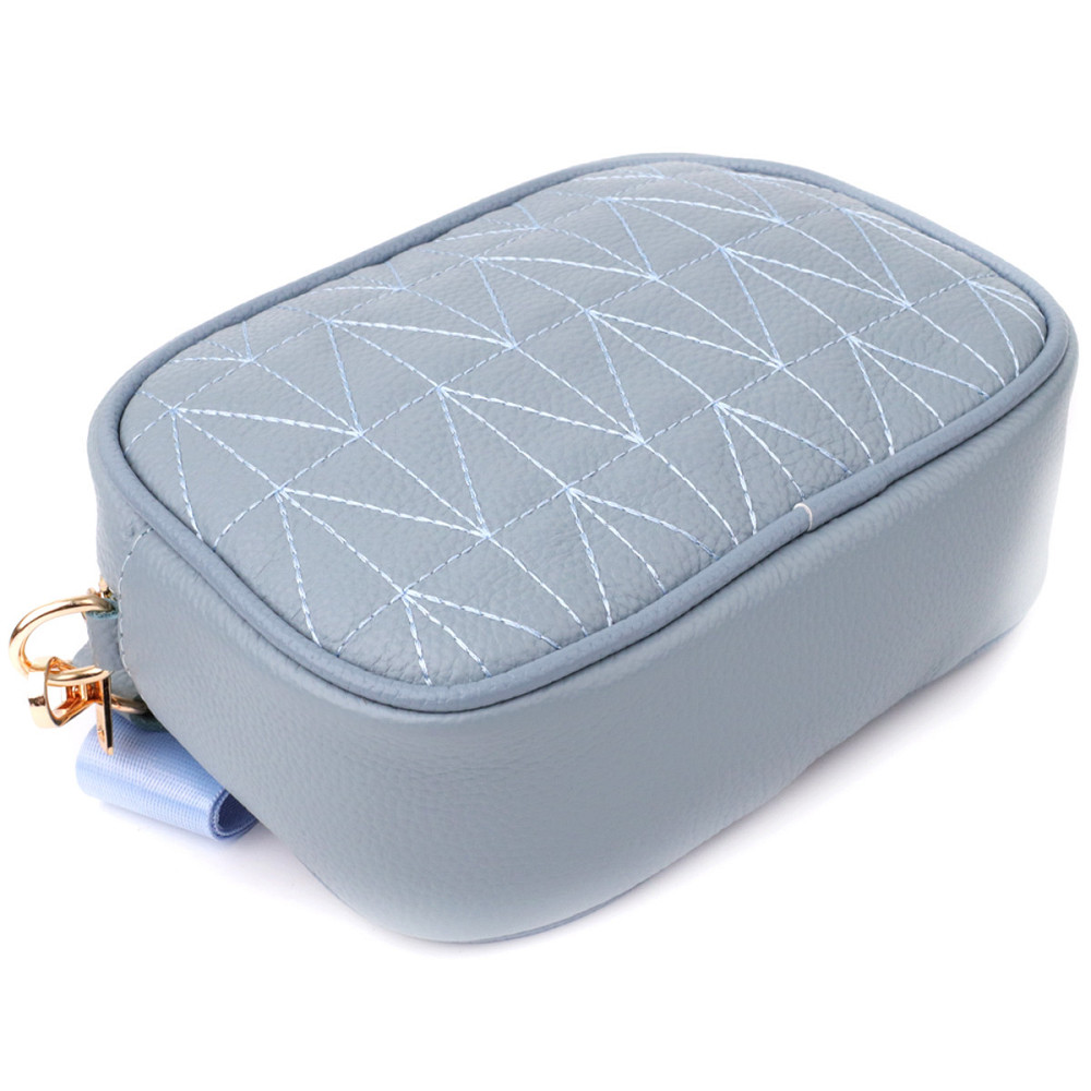 Незвичайна сумка жіноча на кожен день з натуральної шкіри Vintage 22902 Сіро-блакитний Київ - фото 5