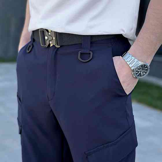 Штаны карго мужские весенние с карманами тёмно-синие Pobedov Tactical Soft Киев