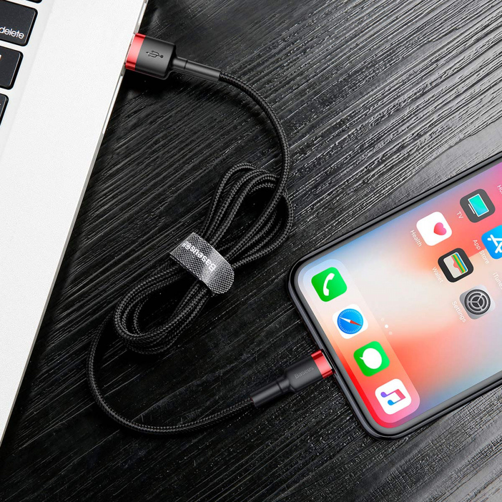 Кабель Baseus Cafule Lightning 1.5A 2м червоно-чорний Львів - фото 4