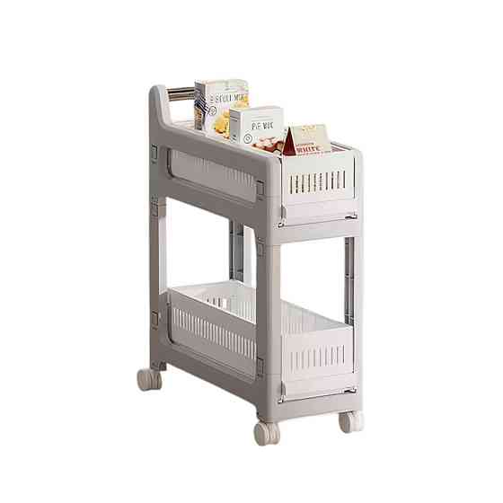 Этажерка на колесиках, двухъярусная полка для хранения вещей, стеллаж для ванной комнаты, кухни, офиса, размер Каменец-Подольский