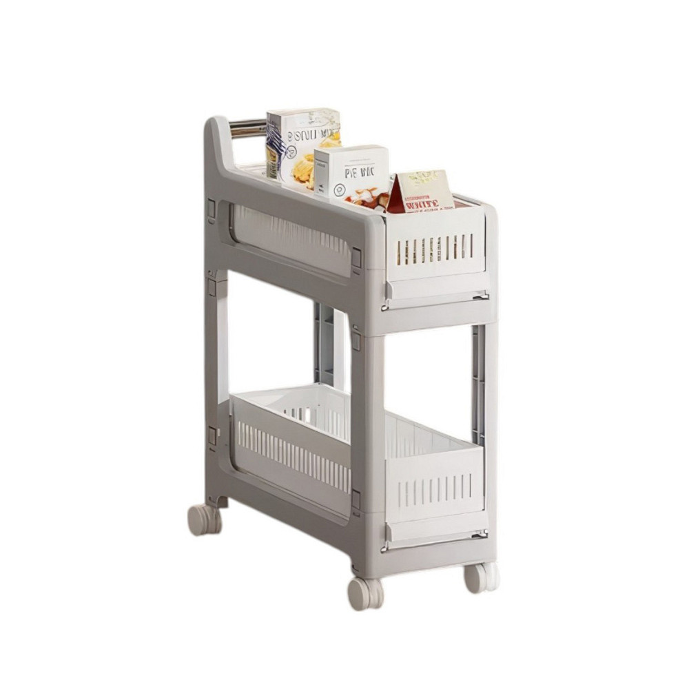 Етажерка на коліщатках, двоярусна полиця для зберігання речей, стелаж для ванної кімнати, кухні, офісу, розмір 48×20×59 см Кам'янець-Подільський - фото 4