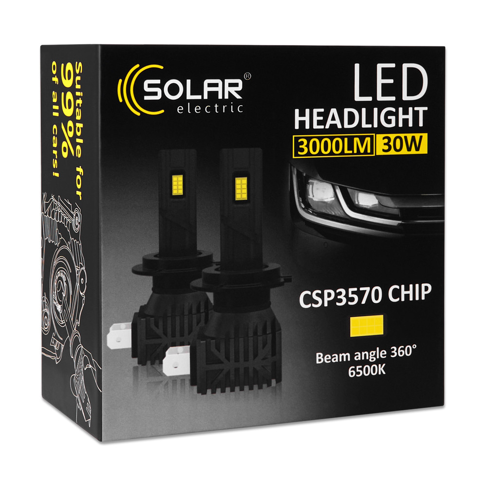 Автолампа Solar LED H1 12V 30W 3000Lm 6500K CSP3570 2шт Львов - изображение 2