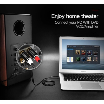 Кабель мультимедийный 3.5mm M to 2xRCA M 2.0m AV116 black Ugreen (10584) Винница - изображение 9