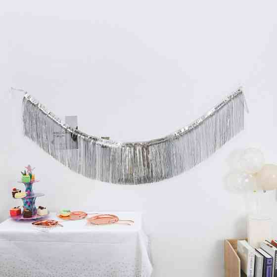 Дождик гирлянда 180 на 35 см серебристый Киев