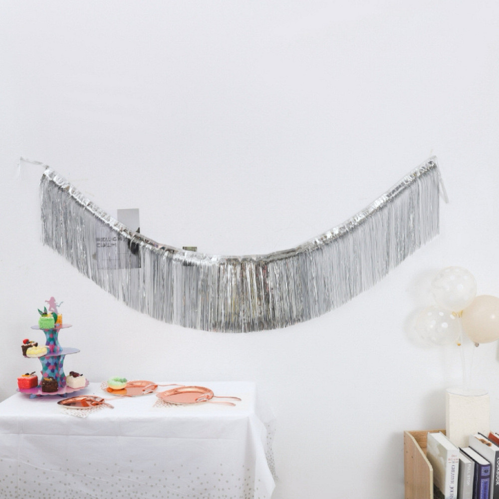 Дождик гирлянда 180 на 35 см серебристый Киев - изображение 1