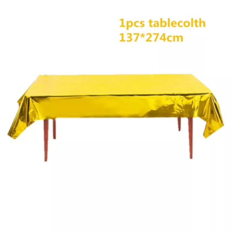 Скатерть клеенка из тонкой фольги 274 на 137 см золотистый Киев - изображение 3