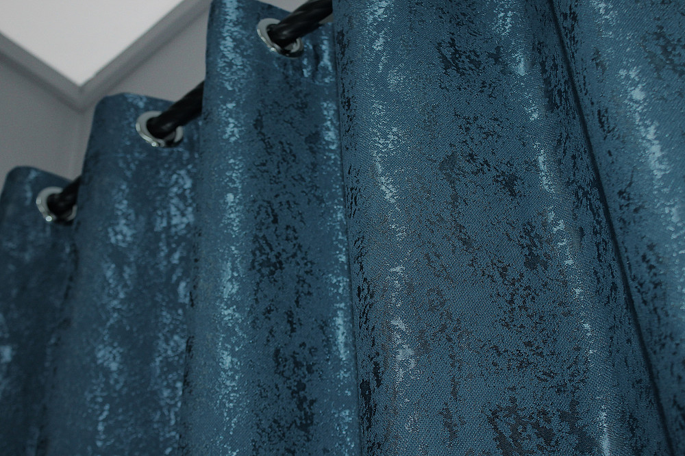 Комплект штор на люверсах VR-Textil Льон мармур Pavliani № 1365ш 150х250 см 2 шт Синій (37-0050) Київ - фото 8