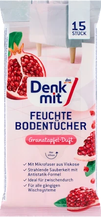 Denkmit Feuchte Bodentücher Granatapfel 15 St Влажные салфетки для пола с эффектом граната Львов