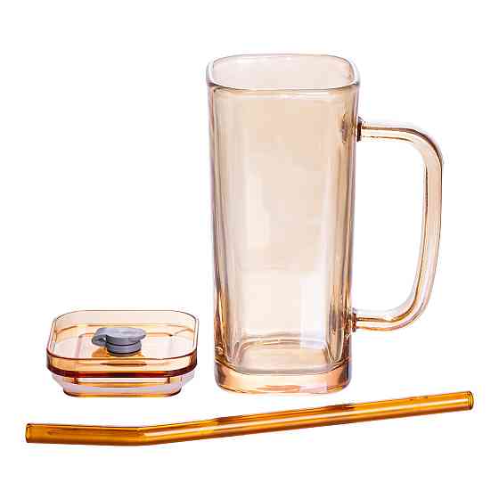 Yiwu Скляна чашка з кришкою і трубочкою 280 (мл) HP-19-53GLD Коломыя