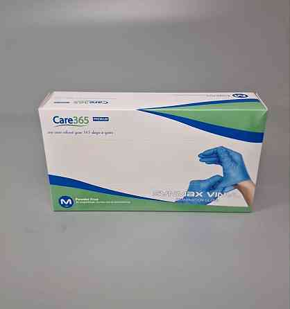 Рукавиці Вініл блакитний (100 шт.) розмір M "CARE 365" (1 пачка) Харків