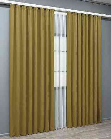 Комплект готових штор VR-Textil Мікровелюр Petek № 1514ш Гірчичний 200х290 см 2 шт (32-514) Київ