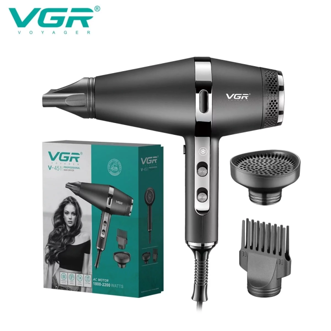 Профессиональный фен VGR V-451 2200W с 3 насадками Винница - изображение 7
