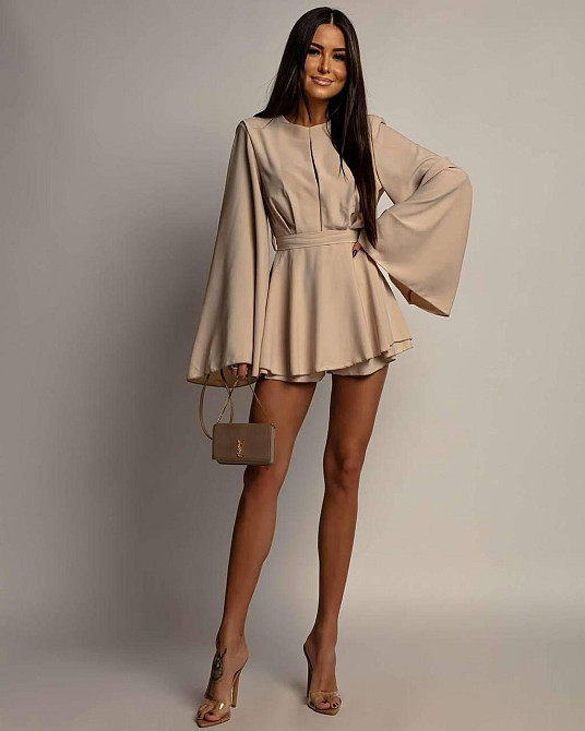 Женский стильный романтический комбинезон софт Бежевий, 46/48 Одесса - изображение 1