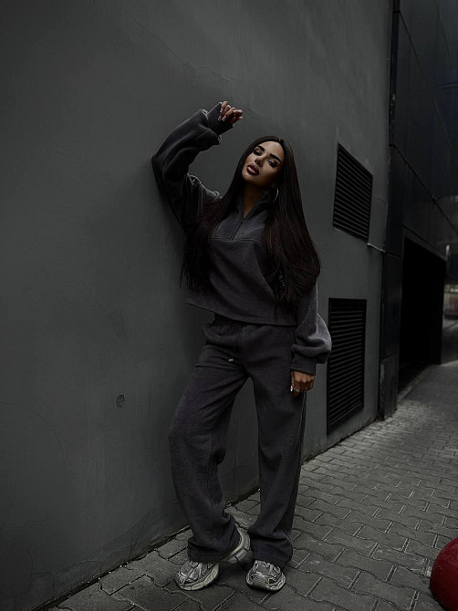 Жіночий зручний теплий костюм із флісу двосторонній Графіт, 42/44 Одеса - фото 2