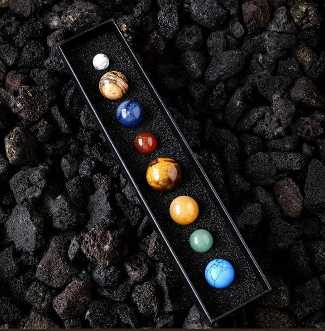 Набор из 8 планет солнечной системы из натурального камня в коробке, Декор на тему Галактики и Вселе Киев - изображение 2
