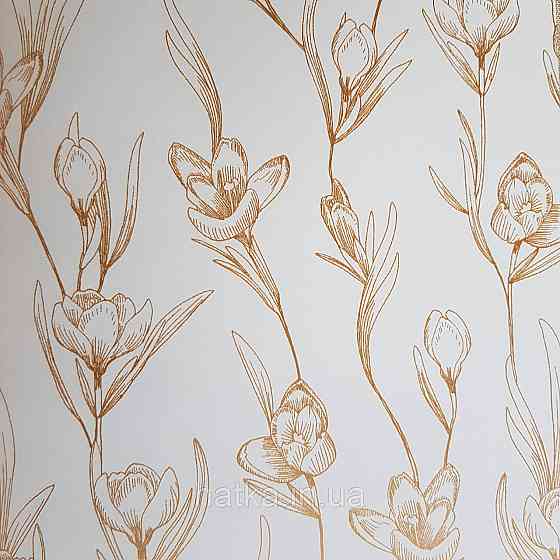Шпалери вінілові на флізелін Caselio The Place to bed 0.53х10 м ніжні золотисті квіти на білому Київ