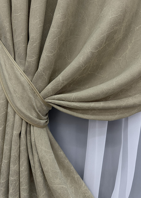 Комплект штор VR-Textil Жаккард Viva Marmo № 1779ш Тауп 150х290 см 2 шт (33-0742) Киев - изображение 5