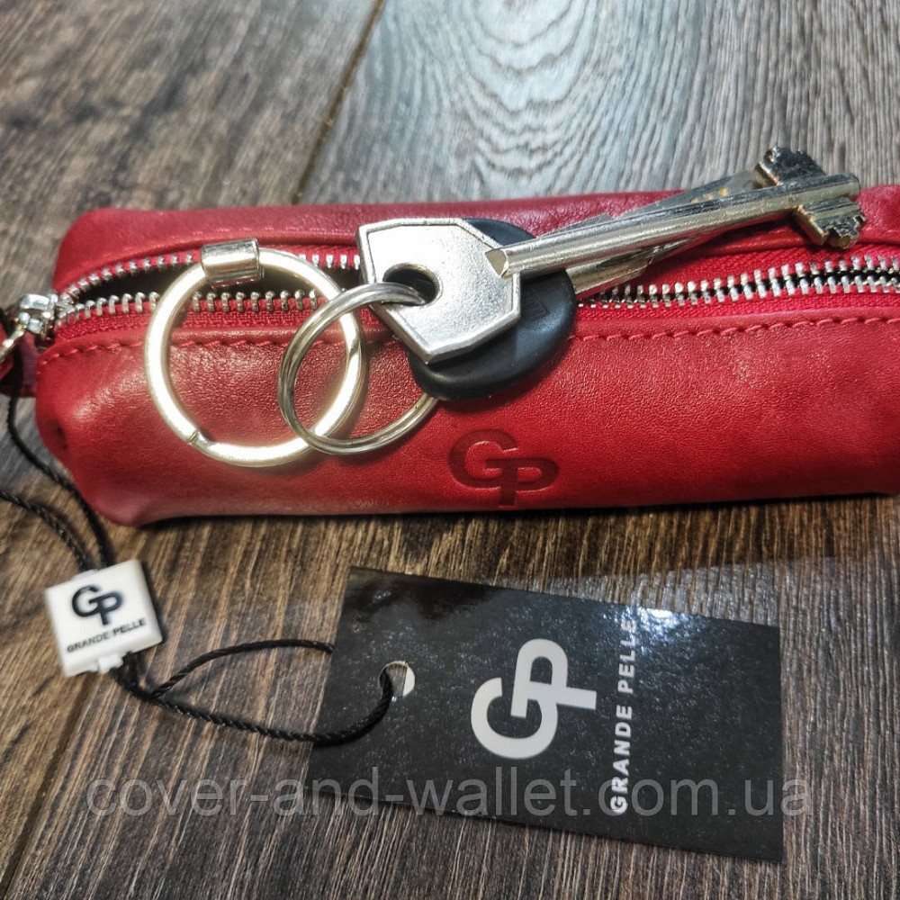 Красная женская глянцевая кожаная ключница Grande Pelle Киев - изображение 2